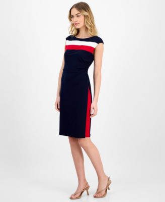 Sleeveless Tri-Tone Sheath Dress