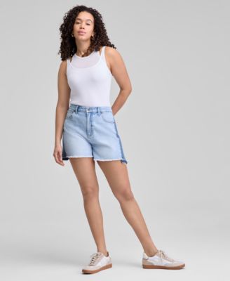 Women's Spliced Step-Hem Jean Shorts, Exclusively at Macy's