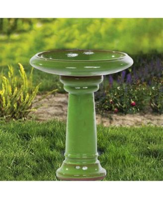 Glazed Ceramic Outdoor Patio Garden Birdbath for Backyard Decoration and Birds