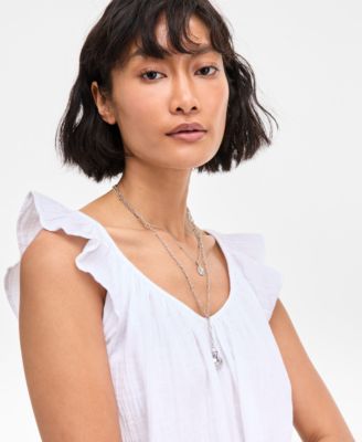 Women's Cotton Gauze Flutter-Sleeve Top, Exclusively at Macy's