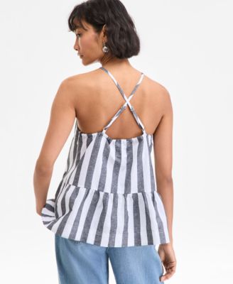 Women's Apron-Neck Sleeveless Peplum Top, Exclusively at Macy's