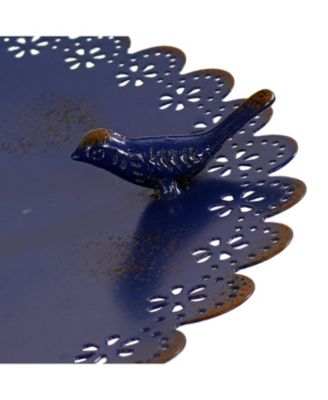 Feathered Friends Iron Pedestal Bird Feeder- 26” H - Blue