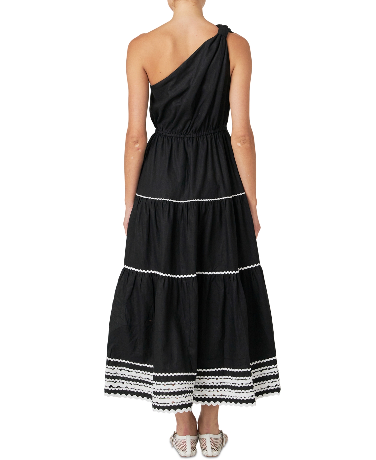 ENGLISH FACTORY WOMEN'S SCALLOP-LACE ONE-SHOULDER MAXI DRESS 