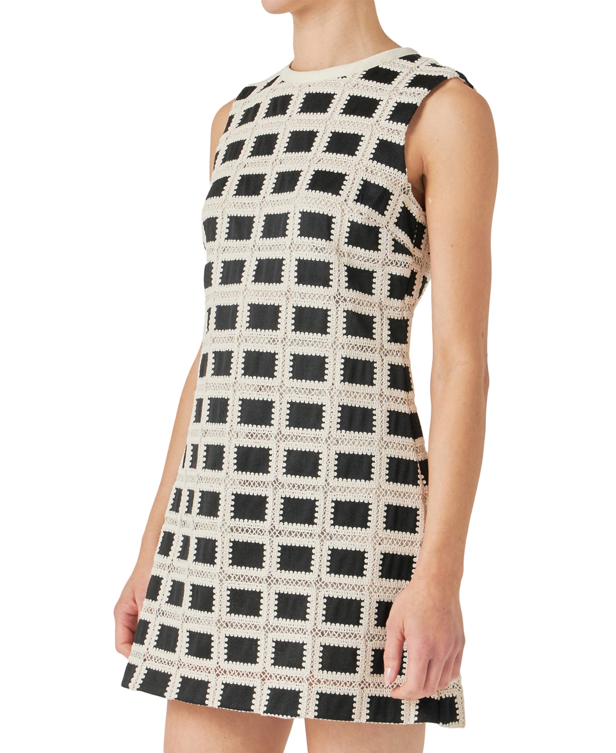 ENGLISH FACTORY WOMEN'S CROCHET SLEEVELESS MINI DRESS 