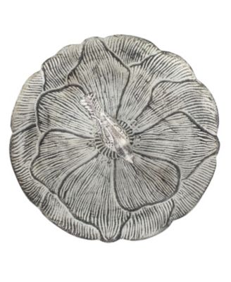 Bird and Blossom Cast Aluminum Metal Bird Bath - Antique Gray - 13"