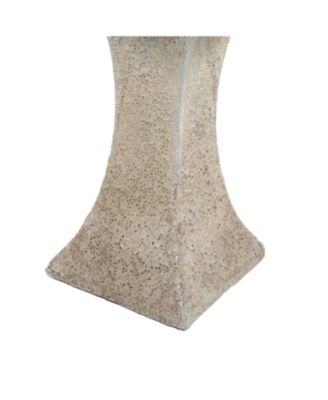 Nantes Ceramic Bird Bath with Lava Finish - White Distressed Ceramic Finish - 16" H