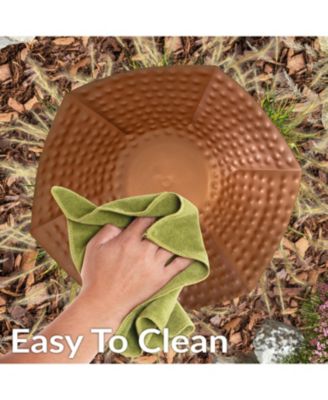 Outdoor Staked Metal Bird Bath - Copper UV-Resistant Finish - 34.25" H