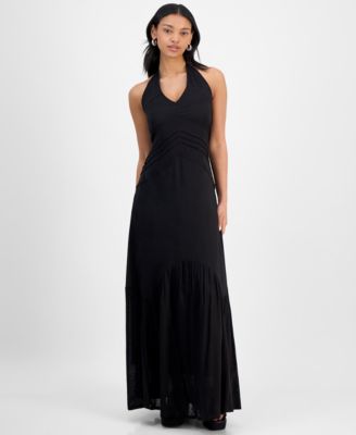And Now This - Women's Pintuck-Pleat Halter Maxi Dress