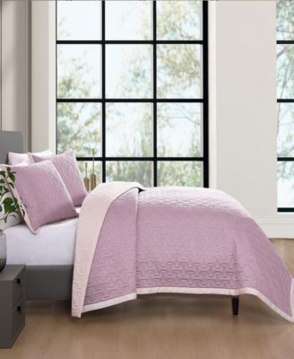 Cotton Sateen Textured Quilted Coverlet Set, 3-Pc., Queen