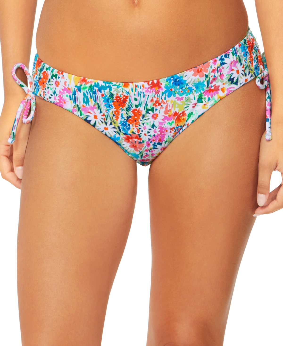 RAISINS JUNIORS' LUNA FLORAL-PRINT SIDE-TIE BIKINI BOTTOMS 