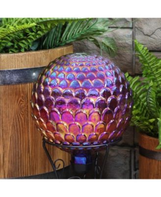 Scalloped Texture Indoor/Outdoor Gazing Globe Glass Garden Ball - 10" Diameter - Red