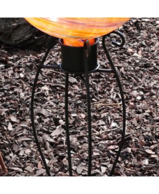 Outdoor Graceful Curved Steel Gazing Globe Stand - 18.25" - Black