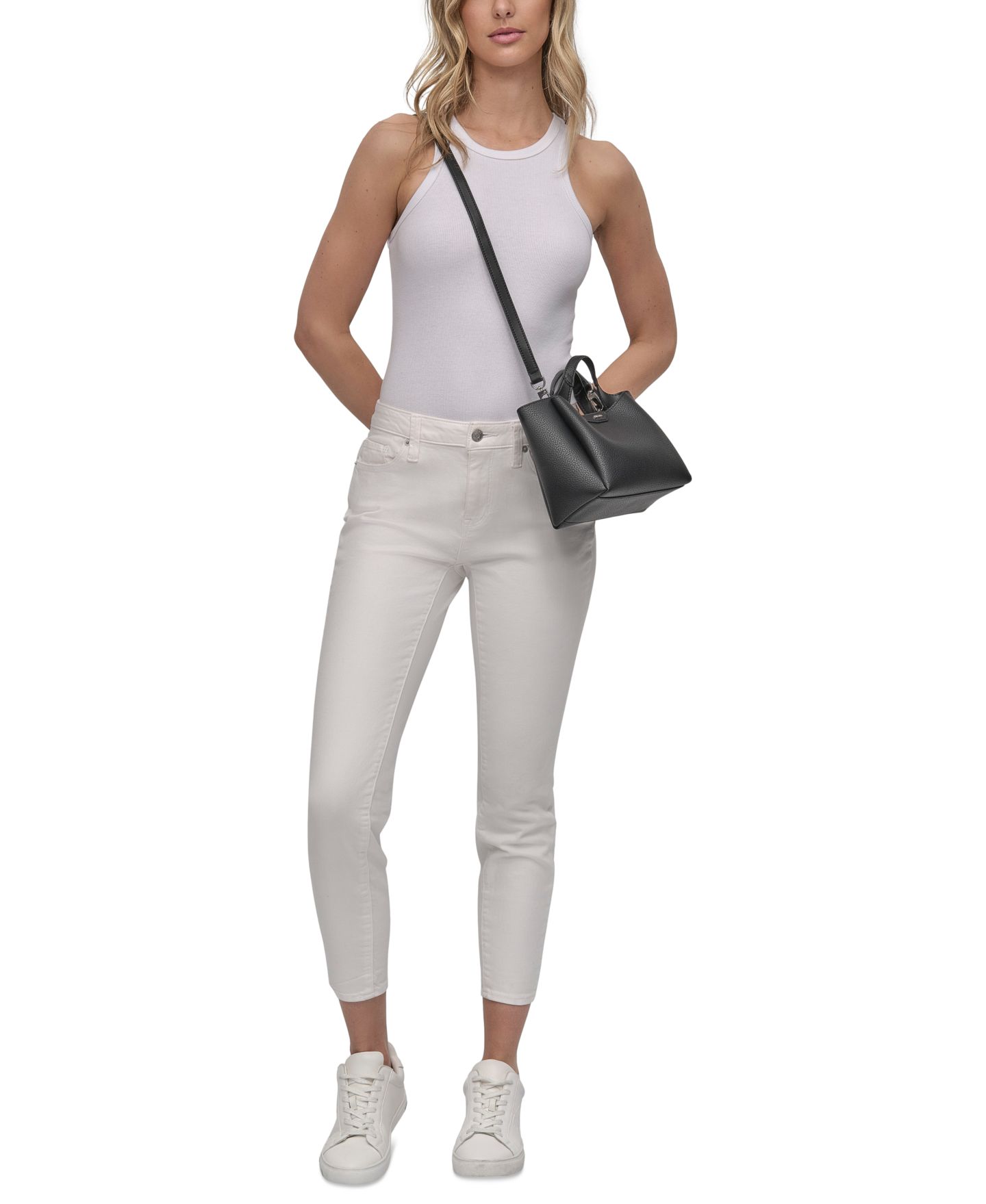 Женская сумка DKNY Willa Mini Magnetic Satchel Handbag, цвет: Чёрный / Серебряный — фото 3