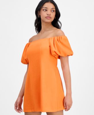 Women's Off-The-Shoulder Balloon-Sleeve A-Line Dress, Exclusively at Macy's