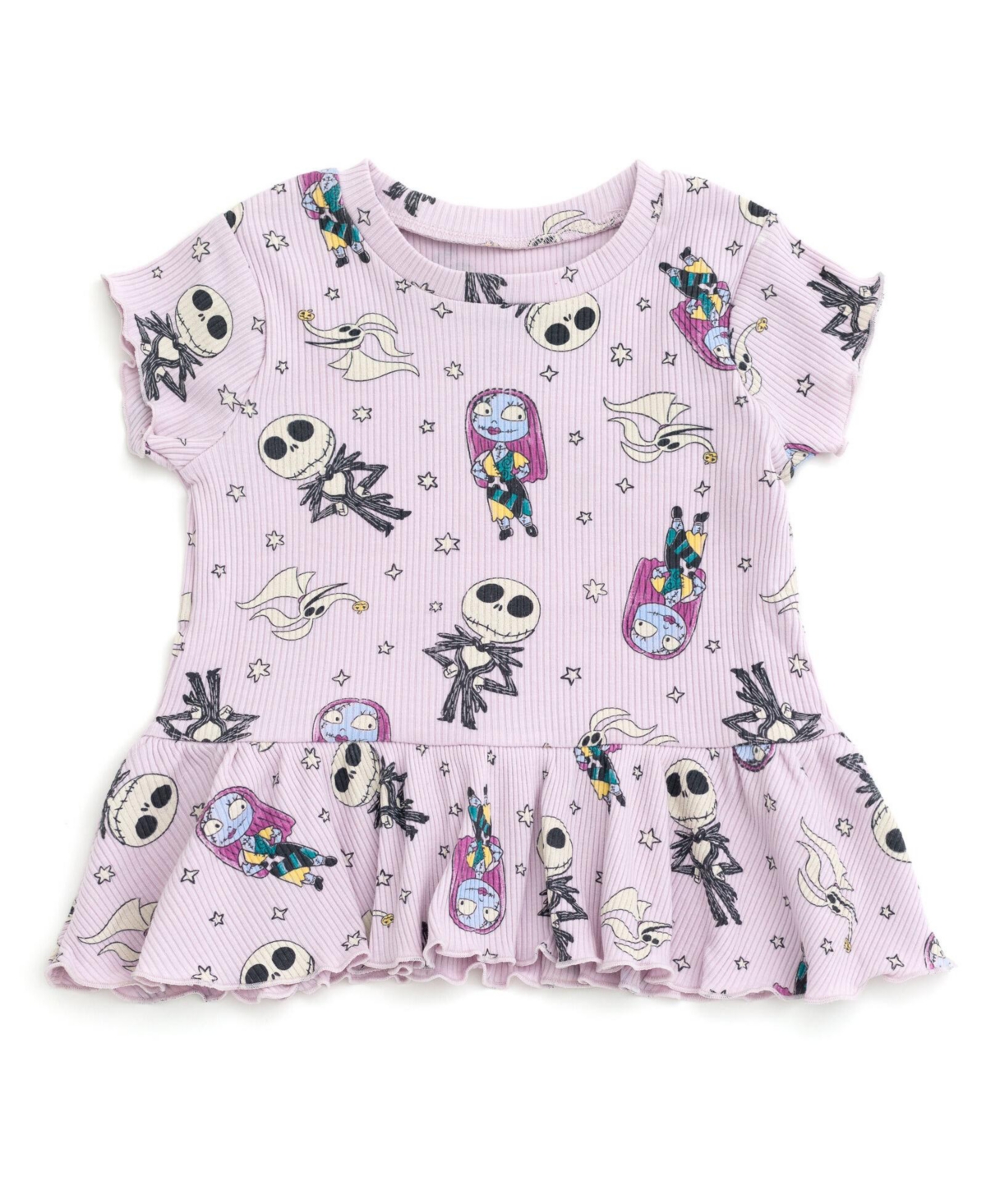 Nightmare Before Christmas Baby Girls Disney Winnie the Pooh Minnie Mouse Lilo & Stitch Peplum T-Shirt and Bike Shorts Outfit Set Newborn to