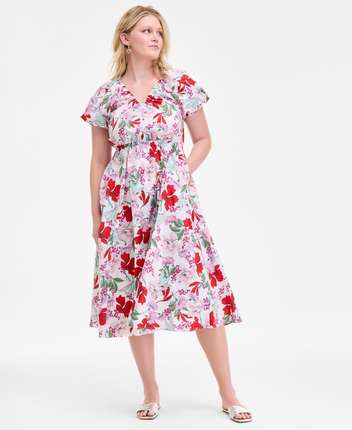 On 34th Women's Puff-sleeve Midi Dress, Exclusively At Macy's