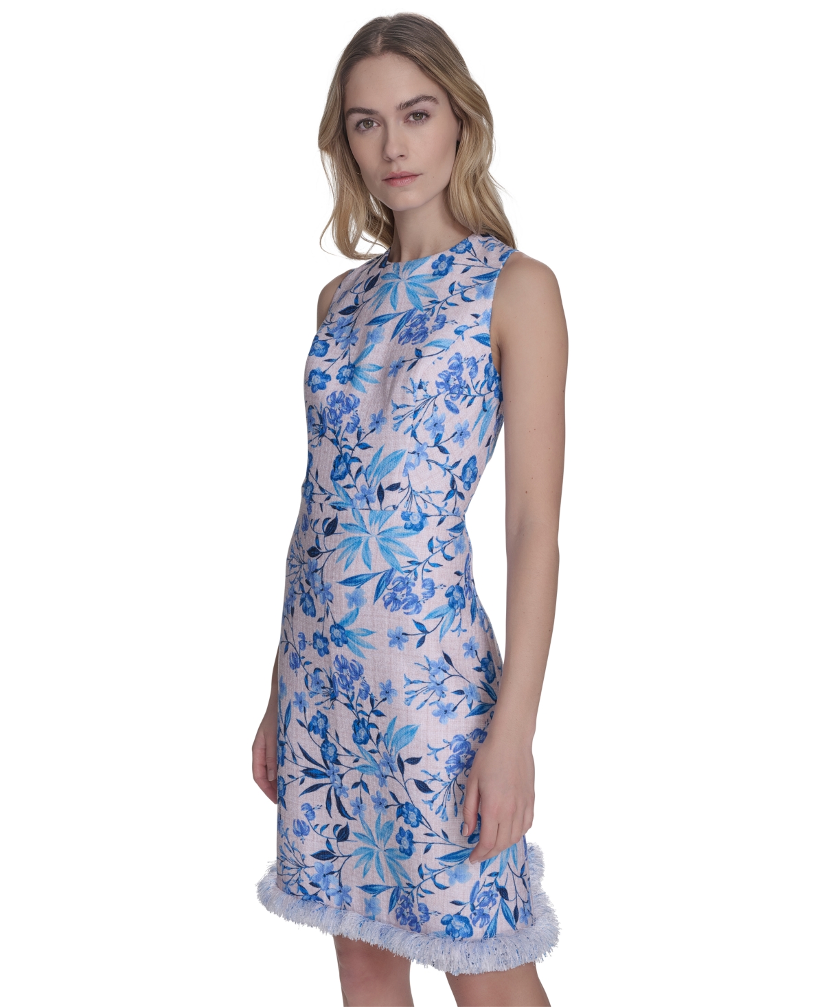 ELIZA J WOMEN'S TWEED A-LINE FLORAL-PATTERN DRESS 