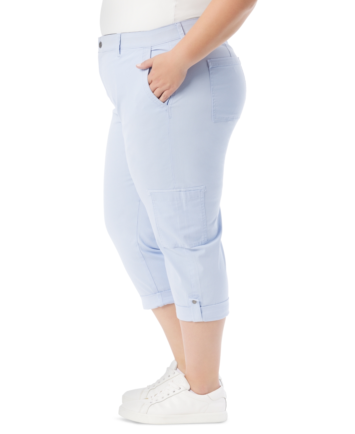 Gloria Vanderbilt Plus Size Cargo Capri Pants In Dreamy Blue