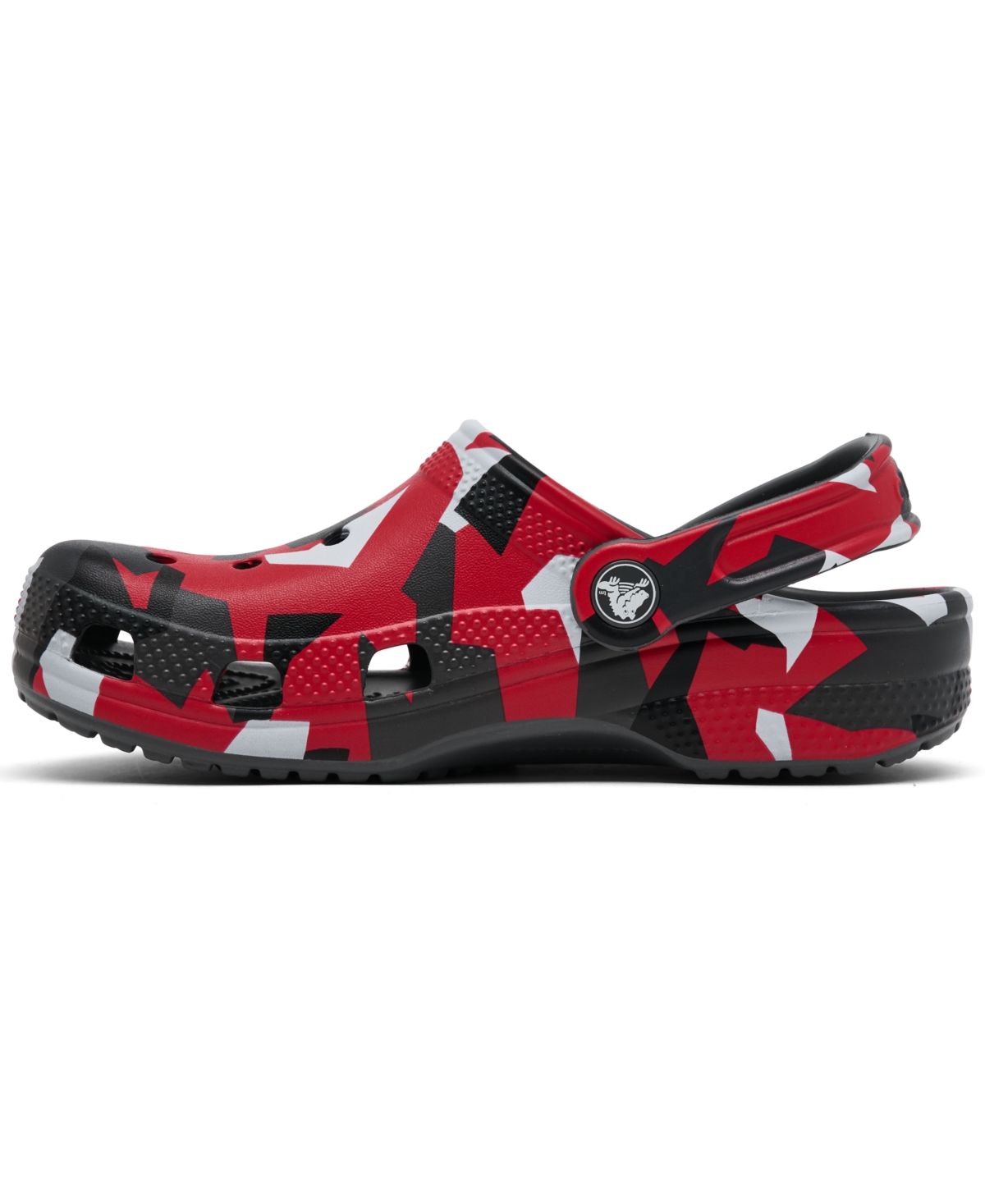 Crocs Little Kids Classic Geo Camo Clogs From Finish Line In Gray,red