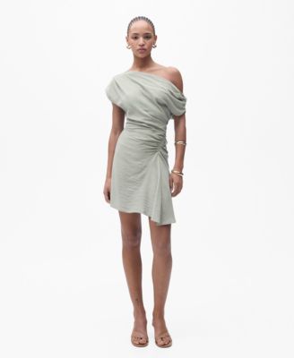 MANGO - Women's Asymmetrical Draped Short Dress
