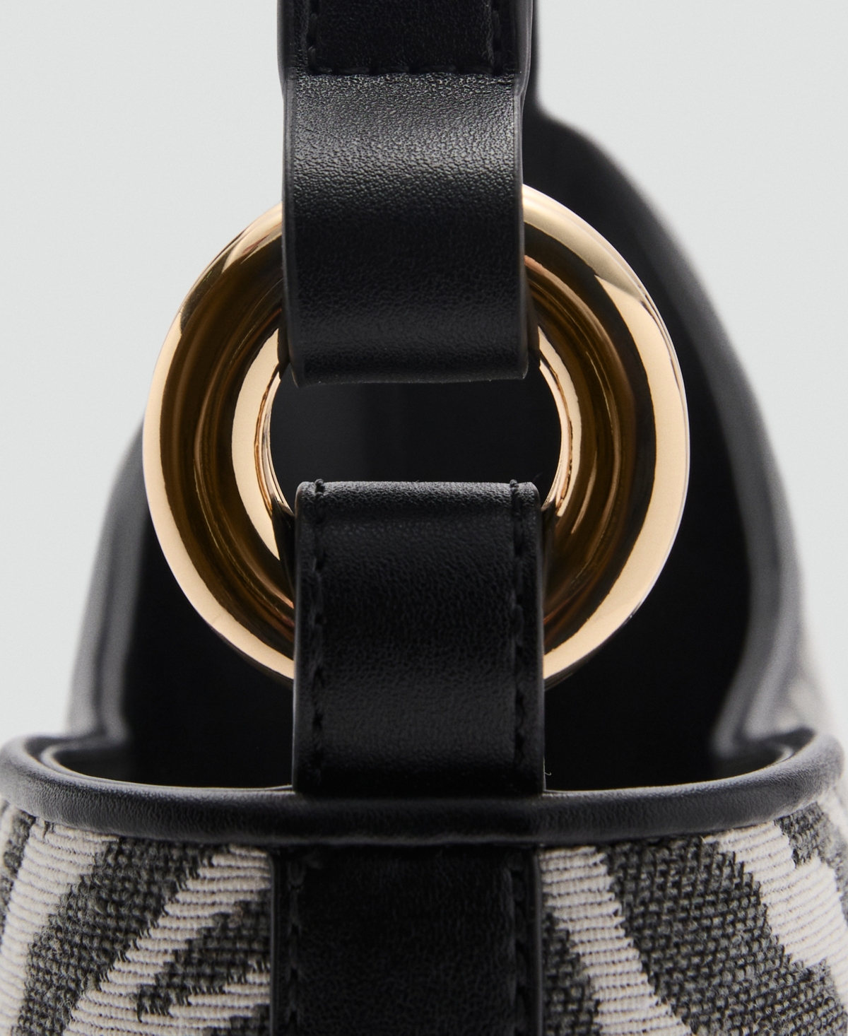 Mango Large Zebra-print Bucket Bag Black In Black