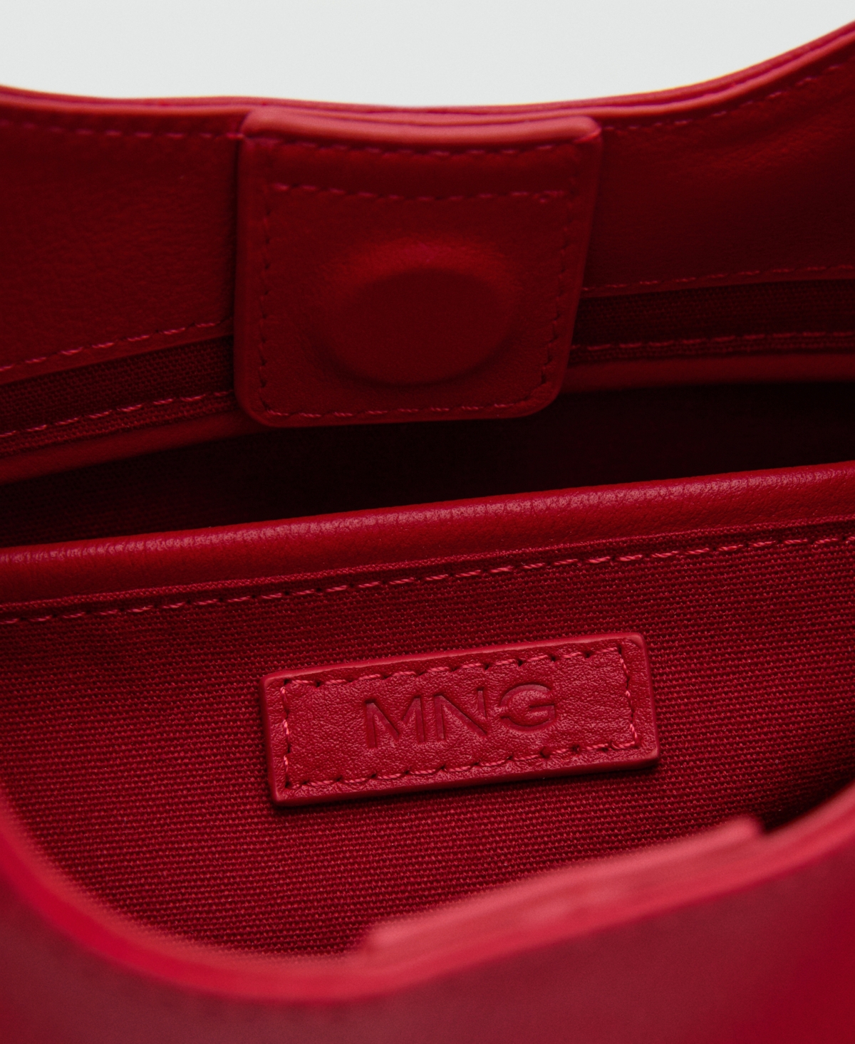 Mango Leather Shoulder Bag With Metal Handle Red In Red