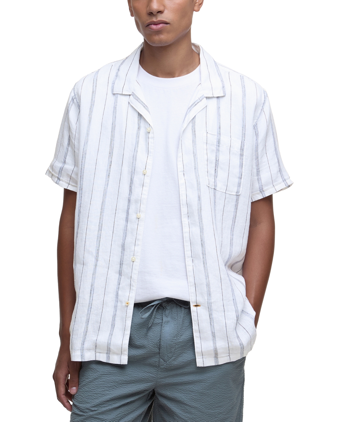 Shop Barbour Men's Garnock Short Sleeve Striped Button-front Camp Shirt