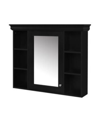 Streamdale Black Wall-Mounted Bathroom Cabinet with Mirror and Shelves