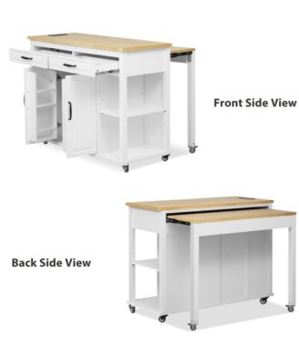 47" Extendable Kitchen Island with Storage, Power Outlet