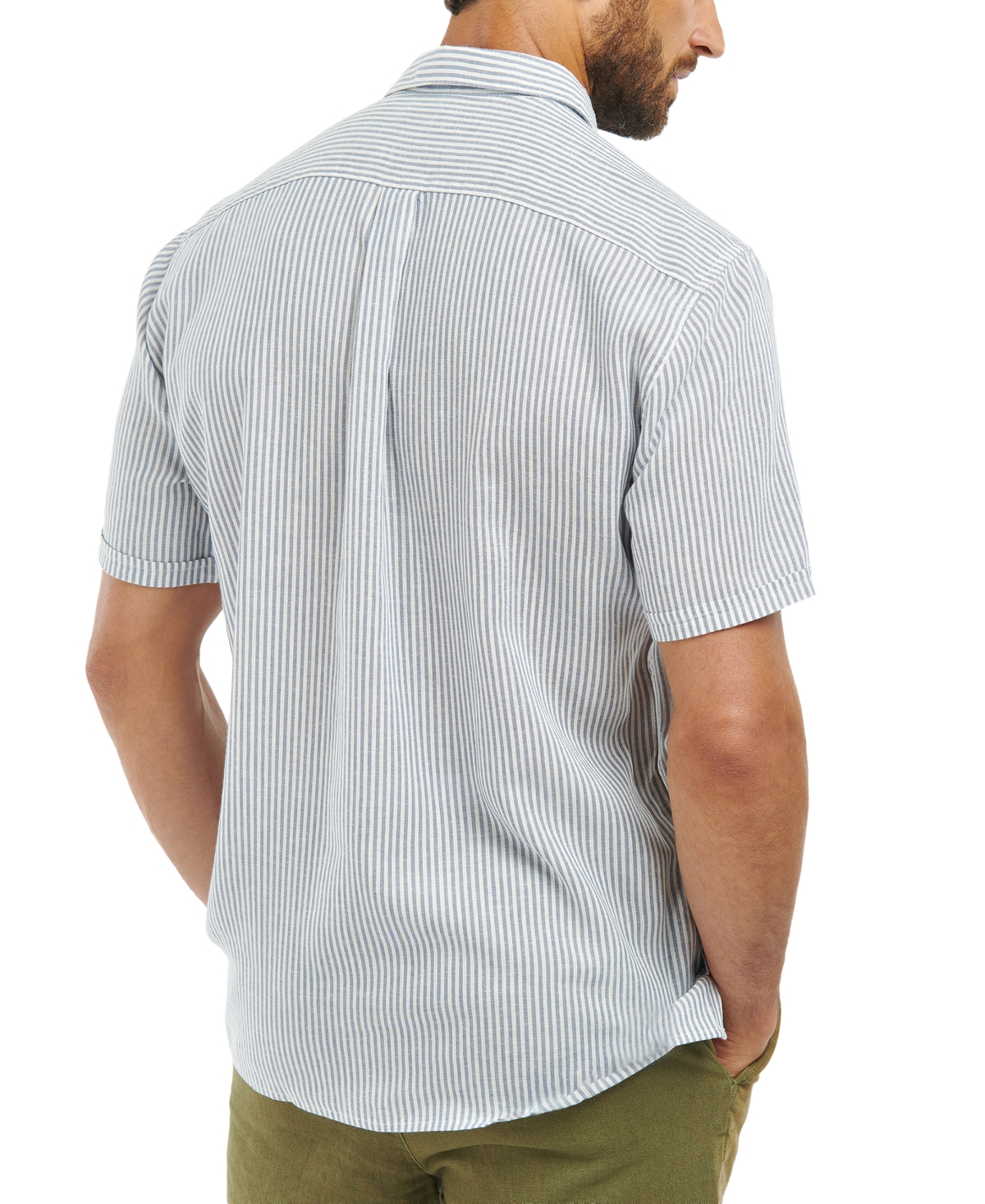 BARBOUR MEN'S DEERPARK SHORT SLEEVE STRIPED BUTTON-FRONT SHIRT 