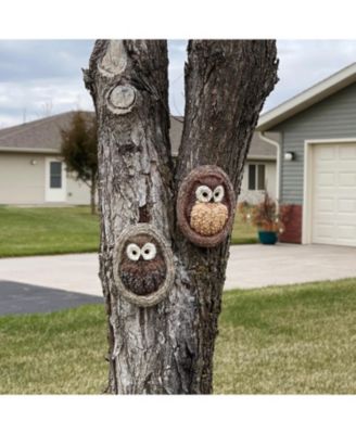 Outdoor Polyresin Winifred and Wesley the Wise Old Owls Tree Hugger Tree Trunk Garden Sculpture Decoration - 9" - 2pc