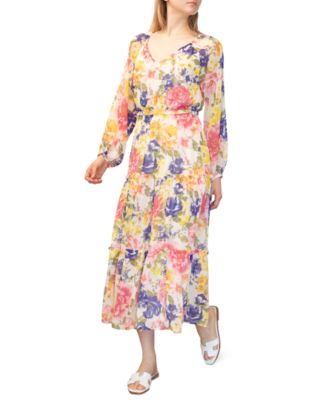 Dylan Ryan Juniors' Floral-Print Tiered Midi Dress