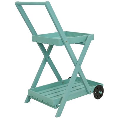 2-Tier Fir Wheeled Planter Stand - 34” H - Robin Egg Blue