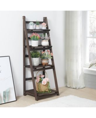 Foldable Garden Plants Stand Vintage 4-Tier Ladder Storage Rack Shelves Bookcase