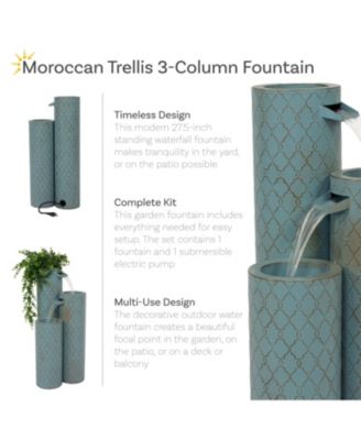 Moroccan Trellis 3-Column Modern Outdoor Water Fountain - 27.5"