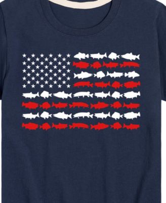 Big Boys American Flag Fish Graphic T-Shirt