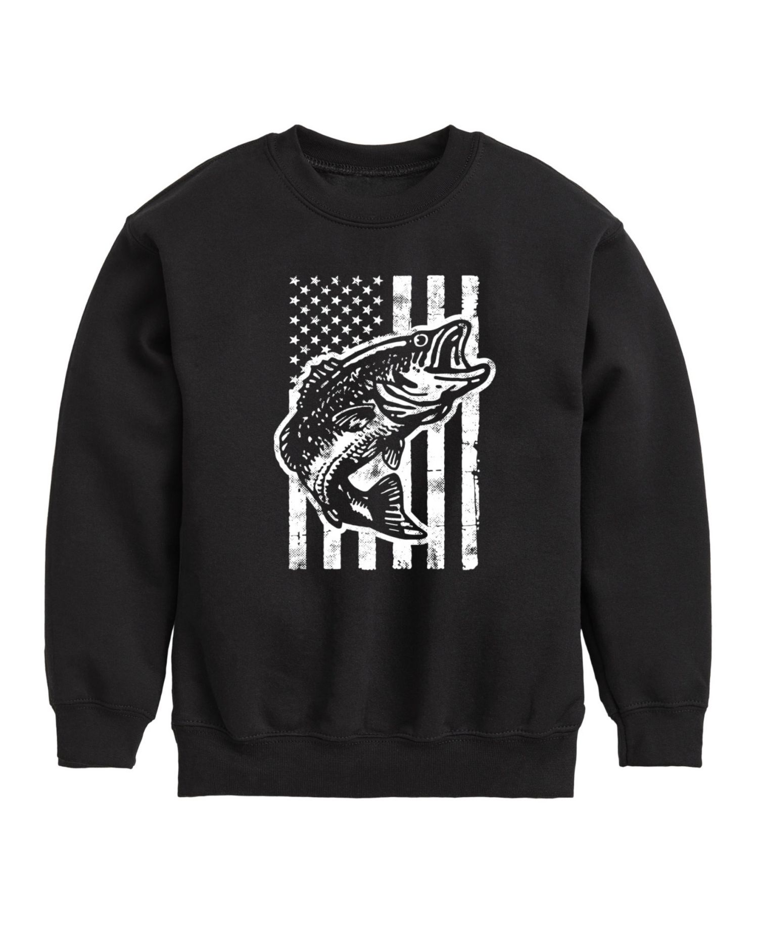 Big Boys Americana Flag Fish Graphic Fleece T-Shirt