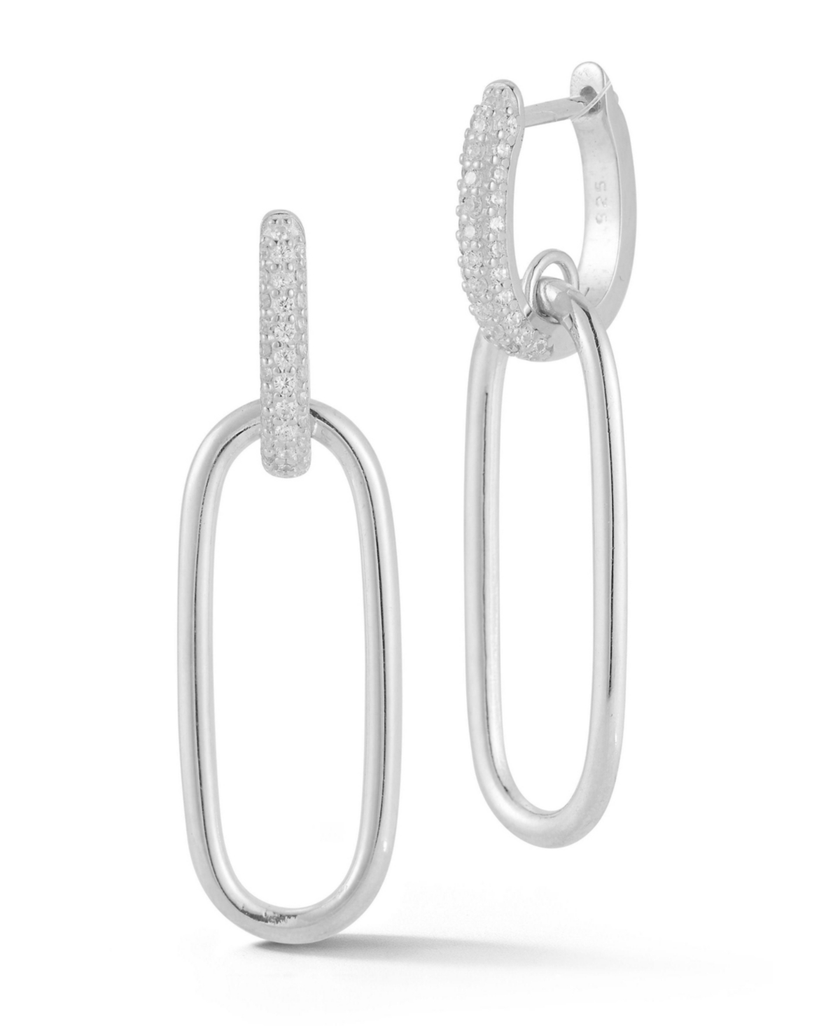 Sterling Silver Oval Link Drop Earrings - Gold