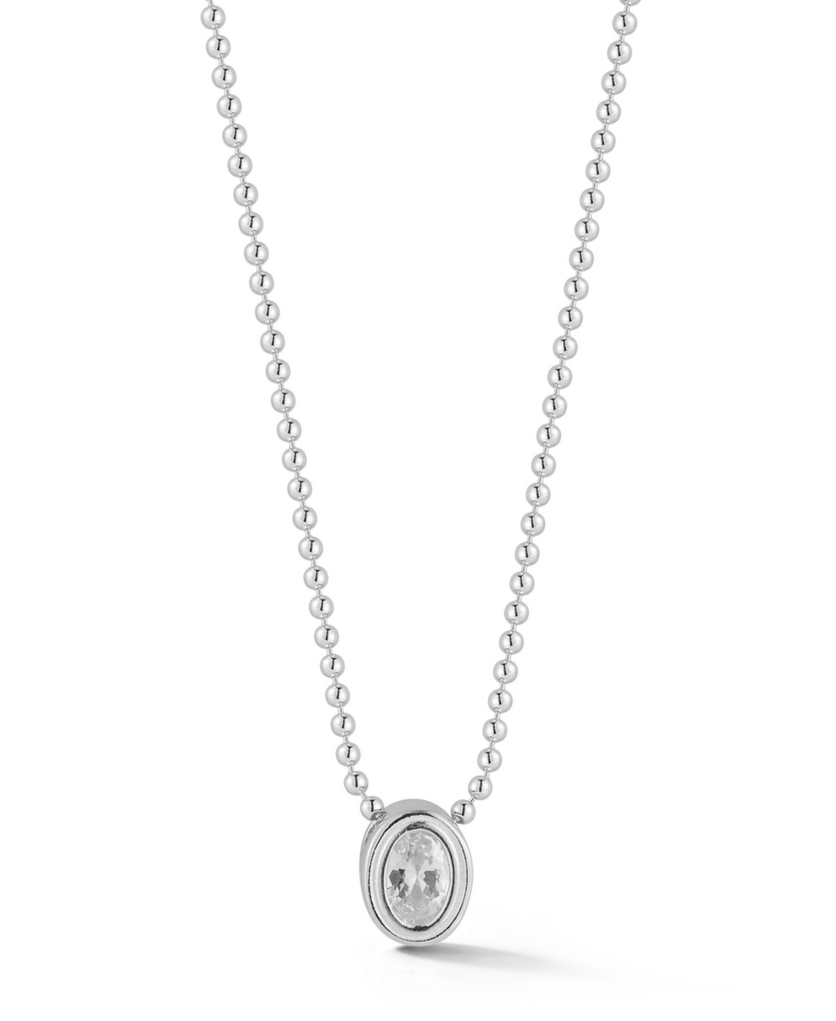 Sterling Silver Oval Pendant Necklace with Ball Chain - Gold