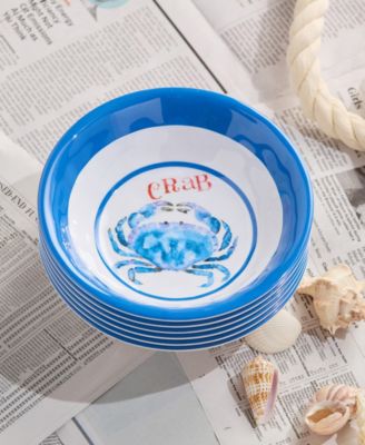 Beach House Crab Melamine 6-Pc. All-Purpose Bowls, Service For 6