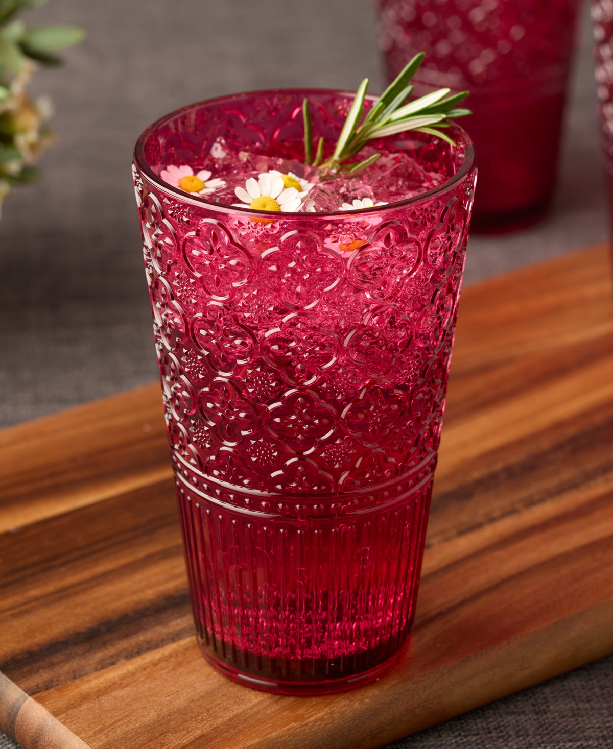 Certified International Set Of 6 Victoria 22oz Acrylic Ice Tea Glasses In Ruby