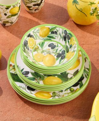 Limone Melamine 12-Pc. Dinnerware Set, Service For 4