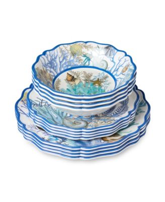 Blue Lagoon Melamine 12-Pc. Dinnerware Set, Service For 4
