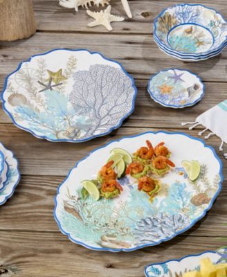 Blue Lagoon Melamine Platters, Set of 2
