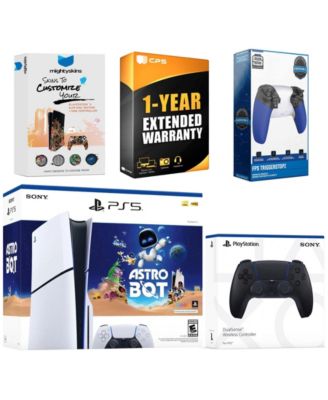 PlayStation 5 Slim Disc Bundle with Astro Bot Game, Controller, Trigger Stop Kit, MightySkins Code, and 1-Year Extended Warranty