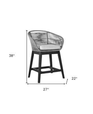 Solid Wood Bar Height Chair with Footrest – Low Back Outdoor Seating for Relaxation