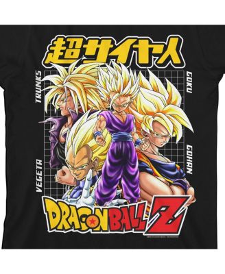 Boys Super Saiyan Character Group Black Crew Neck Short Sleeve T-shirt-XXL
