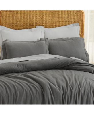 Superior Cotton Linen Blend Solid 3-Piece Duvet Cover Set, Full/Queen