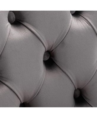 Set of 2 Velvet Counter Height Stools, 25.2" Kitchen Island Chairs with Button Tufted Back, Rivet Trim and Chrome Metal Base