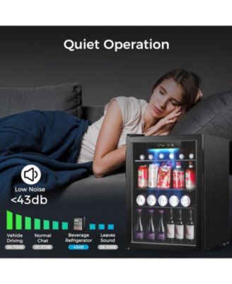 24-Bottle Wine Cooler with Glass Door, Quiet Compressor, Adjustable Temp, Freestanding Mini Bar Fridge.